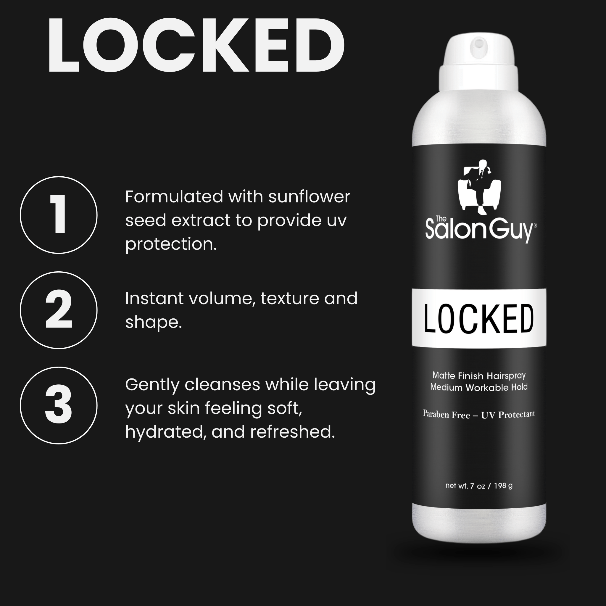 LOCKED Matte Finish Medium Hold Hairspray Original Version - TheSalonGuy