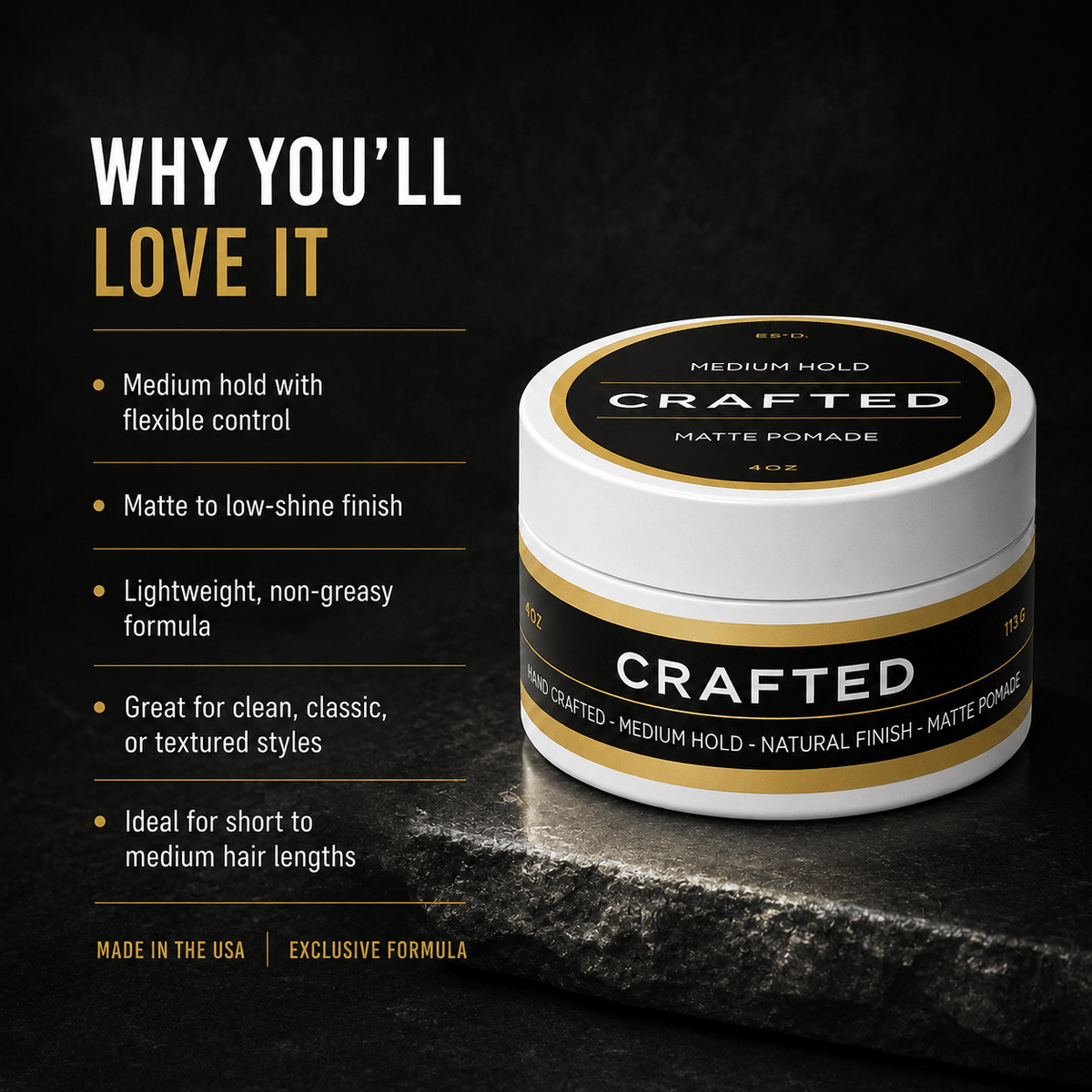 CRAFTED Matte Pomade - TheSalonGuy
